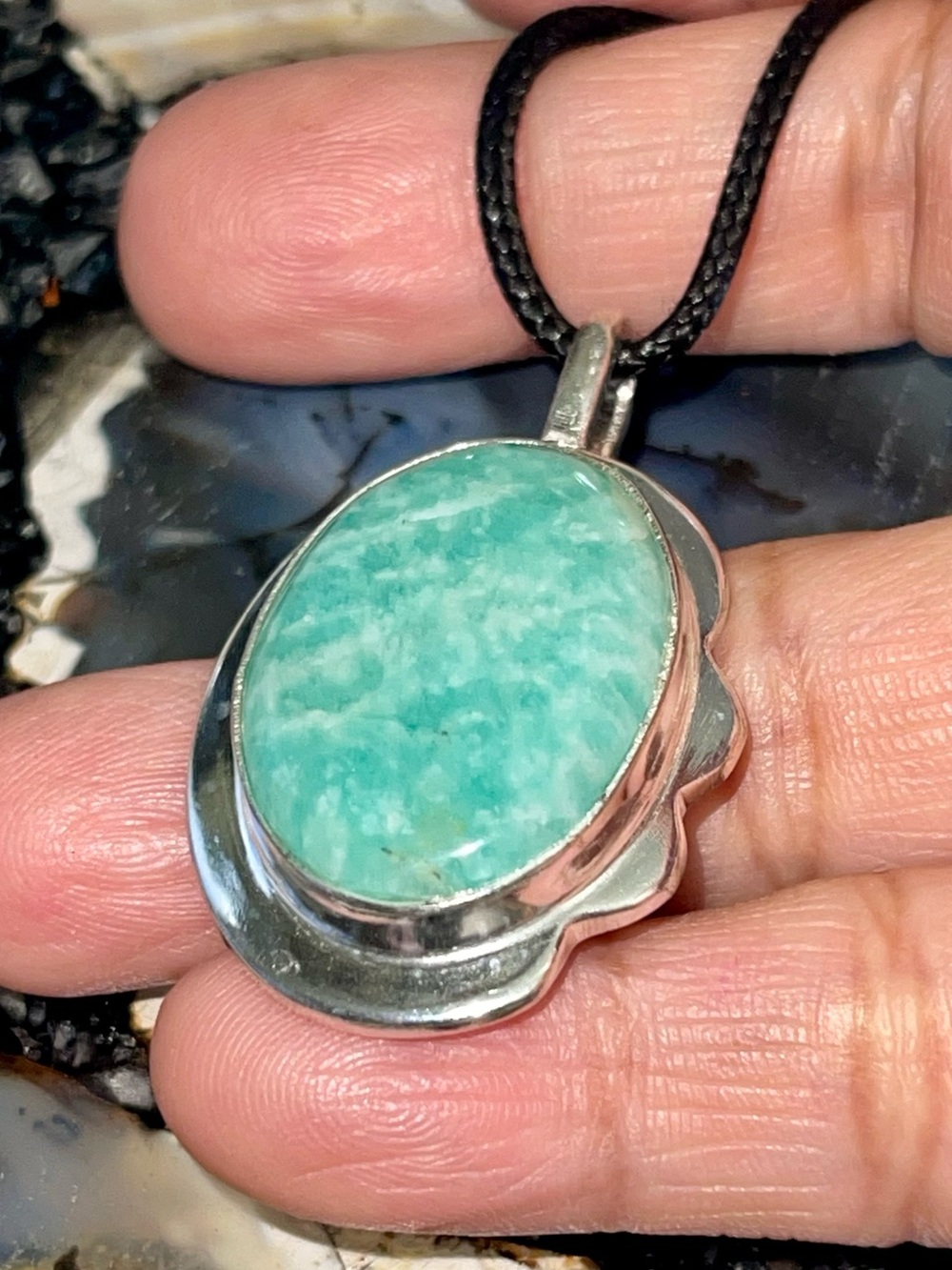 Green Amazonite Crystal Pendant 1 7/8”